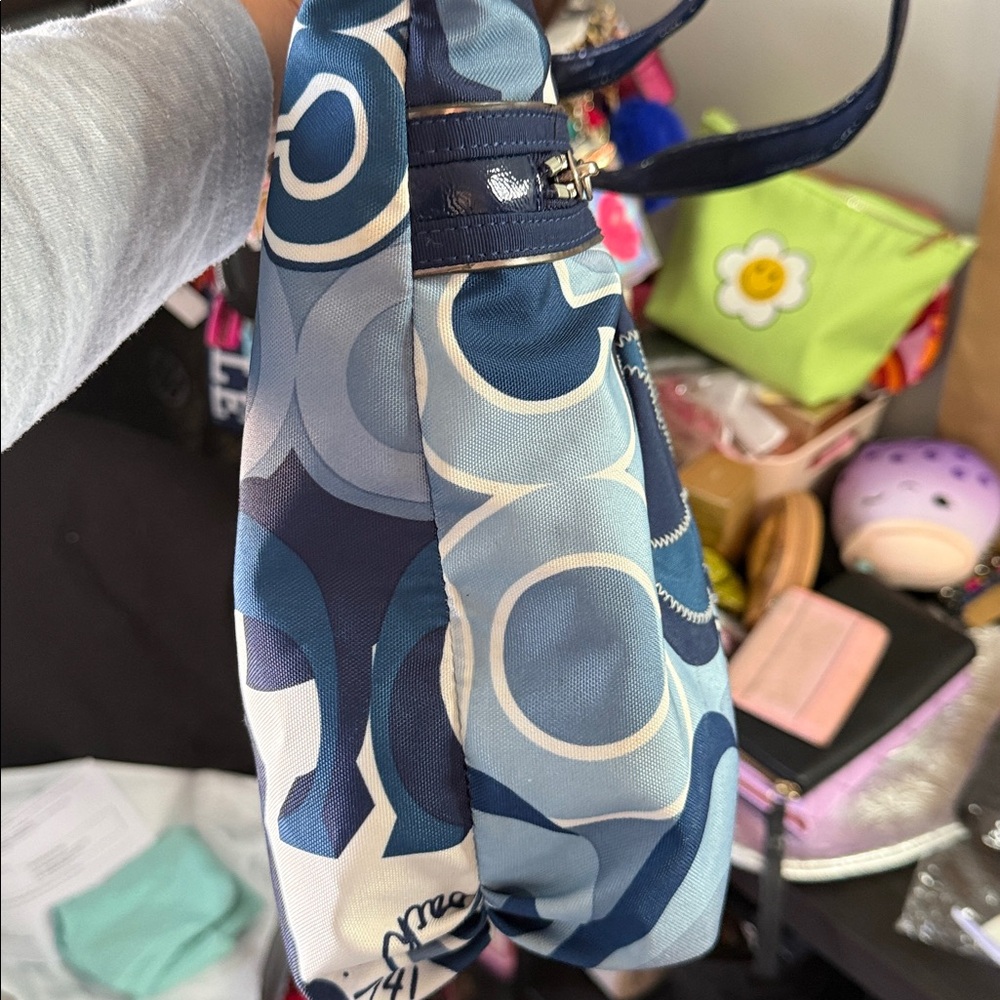 COACH Poppy Signature Pop C Blue Denim Appliqué Large Glam Limited Edition Tote - Picture 7 of 12